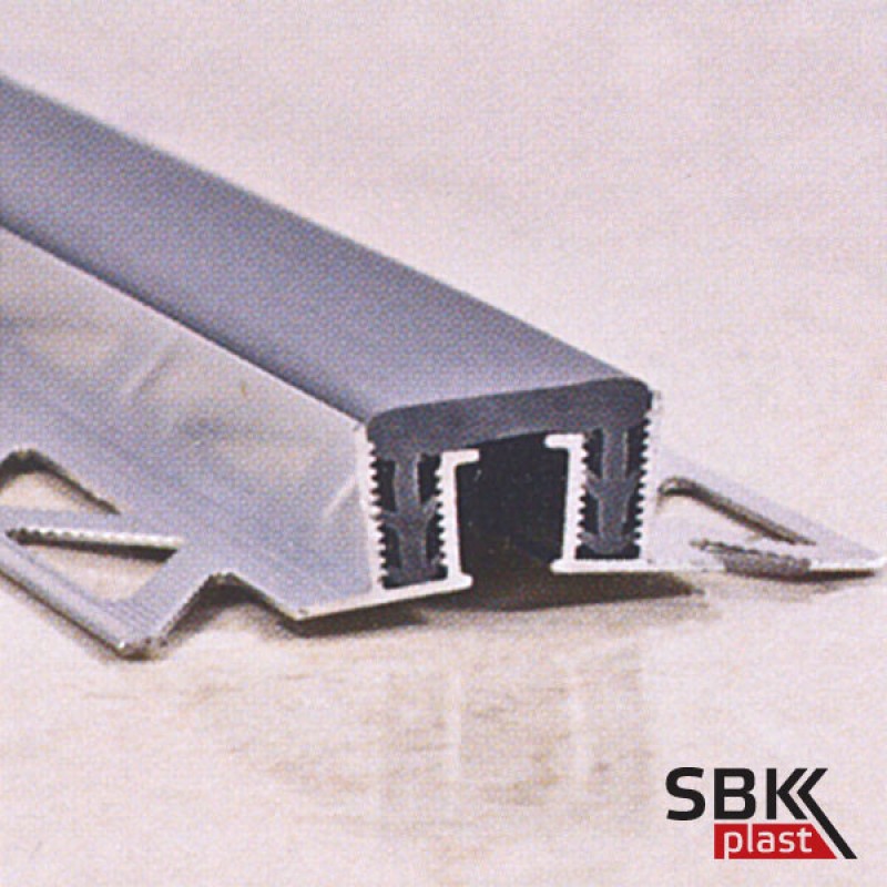 K профиль алюминиевый компенсационный с ручейковой вставкой закладной под плитку