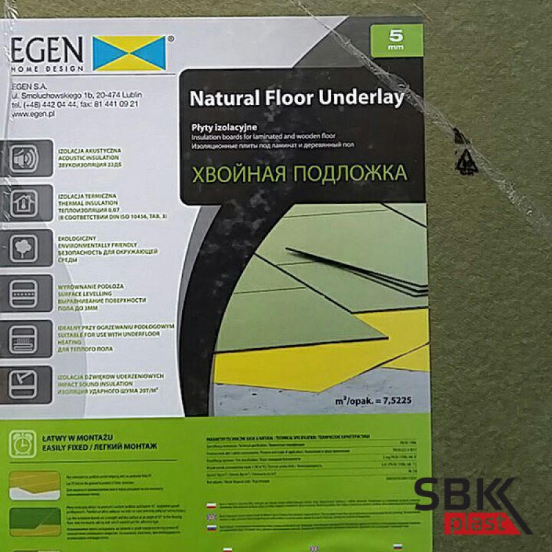Egen Natural Floor Underlay 5.5 мм хвойная подложка для напольных покрытий