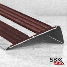 АУ-72 алюминиевый угловой порог противоскользящий с коричневой резиновой вставкой