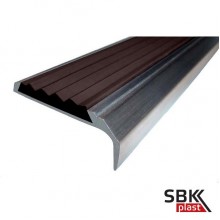 ПО-38/23 алюминиевый угловой порог противоскользящий c коричневой резиновой  вставкой