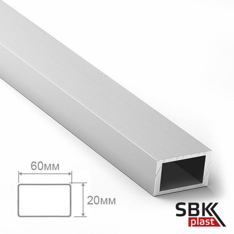 Алюминиевый профиль прямоугольный Бокс 20х60х2 мм  (пог.м.)
