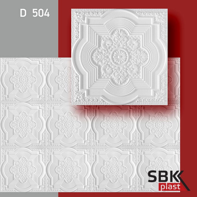 Decor-Ek D 504 плитка потолочная пенопластовая бесшовная 500х500х6 мм