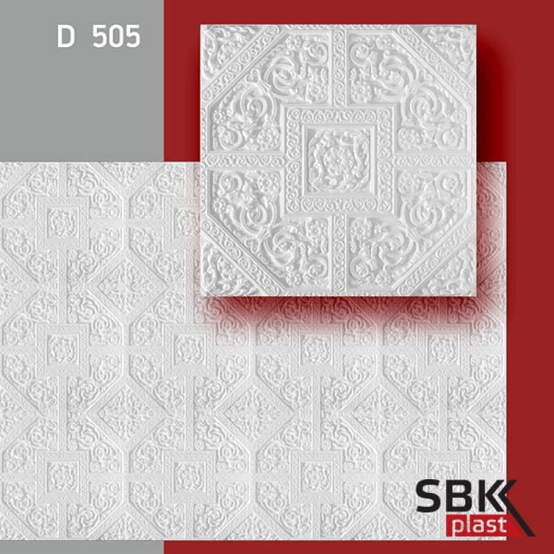 Decor-Ek D 505 плитка потолочная пенопластовая бесшовная 500х500х6 мм