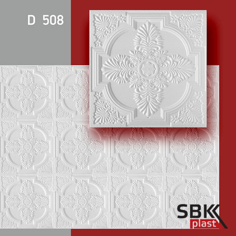 Decor-Ek D 508 плитка потолочная пенопластовая бесшовная 500х500х6 мм